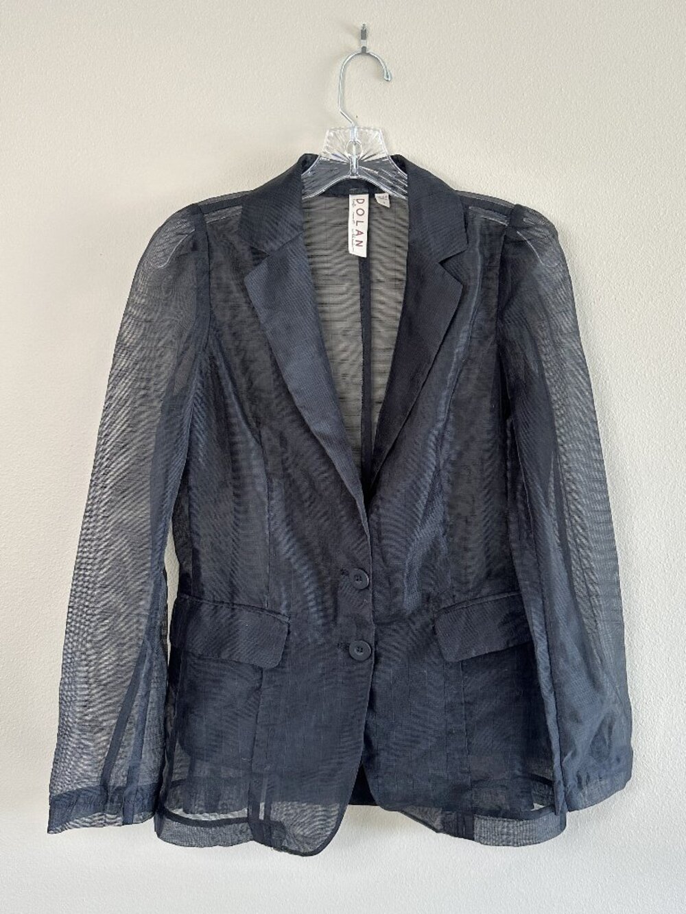Dolan Left Coast Sheer Organza Puff Sleeve Blazer Jacket, S, Black Whimisgoth - Picture 2 of 8